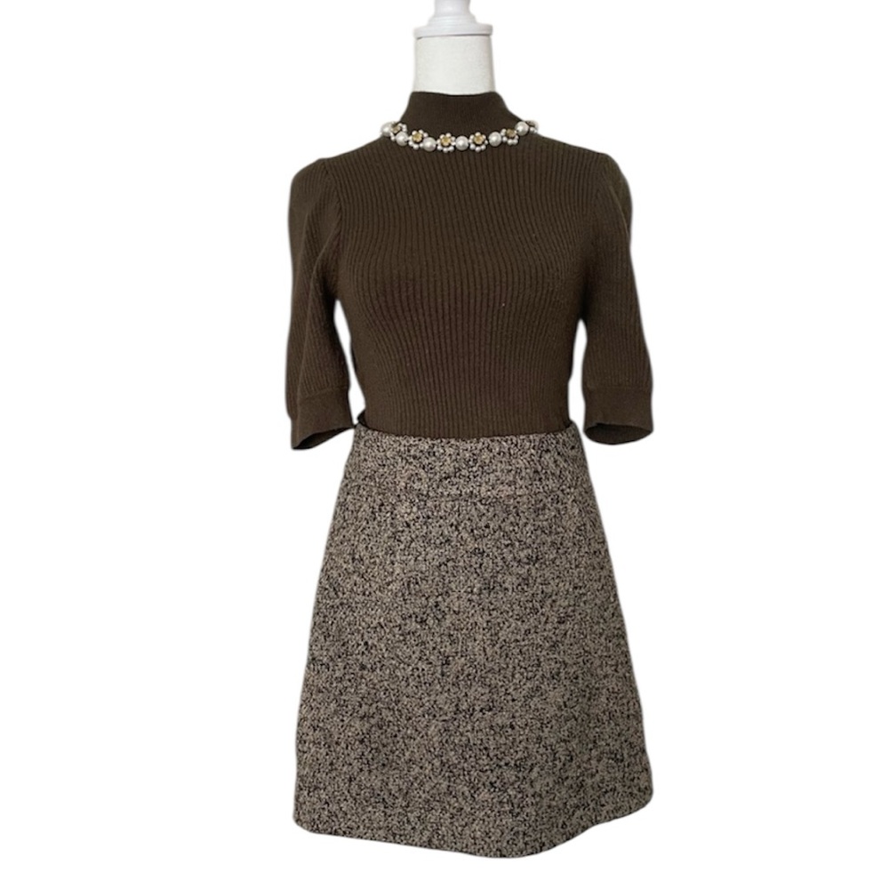 Snidel Knit Top Tweed Skirt jeweled neck Japanese street wear from Shibuya Tokyo